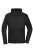 A black men's running jacket with a zip front, hood, and raglan sleeves. It features a logo on the chest.
