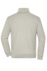 A light grey fleece jacket with a collar and ribbed cuffs, featuring a logo. The back view is displayed.