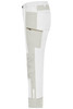 Workwear pants in white and light grey with a side pocket and branding on the lower leg.
