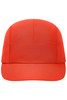 A bright red 7-panel sports cap with a structured design and visor. It features a logo on the front.