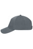 A grey 5 Panel Laser-Cut Cap featuring a structured design and perforated detailing, with a branding logo.