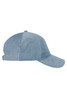 A blue 6 Panel Corduroy Cap with a structured design and a logo on the front.