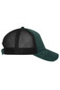 A 6 panel cap featuring a dark green corduroy front and black mesh back, with a logo on the front.