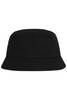 A black corduroy fisherman hat with a structured, bucket-style design and a subtle logo branding.