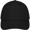 A black 6 Panel Dad Cap with a curved visor and a logo on the front. Ideal headwear for casual wear.