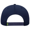 A navy blue six-panel low-profile cap with an adjustable strap and a branding logo on the back.