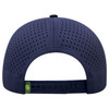 A navy blue perforated cap with an adjustable strap and logo on the back.