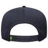 A perforated navy cap featuring a mid-profile design and an adjustable strap at the back, with a logo.