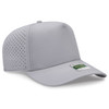 A light grey perforated cap with a structured mid-profile design and a branded label on the front.