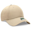 A beige six-panel low-profile cap featuring a logo on the front. Ideal for casual wear and outdoor activities.