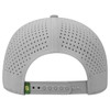 A grey perforated cap with a snapback closure and a logo on the side. The design features ventilation holes.