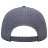 A grey perforated 6 panel low profile baseball cap with an adjustable strap at the back. Features a logo.