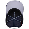 A navy and grey perforated rope cap featuring a mid-profile design and an interior with a logo.