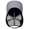 A perforated black and grey 6-panel mid-profile baseball cap with an interior branding label.