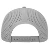 A grey, perforated 6-panel mid-profile baseball cap with an adjustable strap and logo.