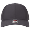 A grey 6-panel mid-profile perforated baseball cap with a logo on the front.