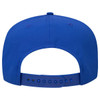 A blue 5-panel mid-profile rope baseball cap featuring a rear adjustable strap and a logo.