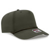 An olive green 5-panel mid-profile baseball cap with a rope detail and a branded label.