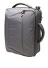 A grey promotional bag with a sturdy handle, featuring a zip closure and a logo on the side.