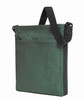 A green shoulder bag with a shoulder strap and a front pocket, featuring a simple design and a logo.