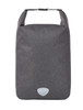 A grey cycle bike bag featuring a minimalist design and an adjustable strap. It includes a logo on the front.