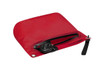 A red Drybag Zipper Bag with a key fob inside, featuring a zip closure and a small attachment strap.