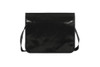 A black Economy LorryBag with a flap design and adjustable shoulder strap, featuring a logo.