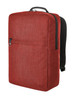 A red laptop backpack with a sleek design, featuring a zippered compartment and a back panel for comfort.