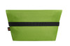 A green cooler bag with a black strap, featuring a logo on the side.
