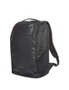 A black laptop backpack with a sleek design, featuring padded straps and a durable exterior. It includes a logo.