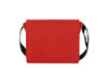 A red Kurier shoulder bag with a black adjustable strap and a flat, rectangular design.