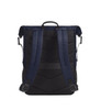A navy blue and black Mellow Backpack featuring padded shoulder straps and a logo.