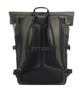 A green laptop backpack featuring adjustable straps, mesh panels, and a sleek design. It has a logo on the front.
