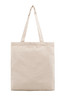A reusable grocery bag in a natural beige colour with two shoulder straps and a simple design.