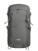 A grey outdoor backpack with multiple compartments and adjustable straps, featuring a subtle logo.