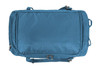 A blue outdoor sports bag with multiple compartments and a logo, designed as a duffle bag.
