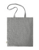 A grey reusable grocery bag with two shoulder straps and a simple design. It features a small logo.