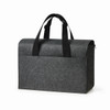 A grey laptop bag with a structured design and two sturdy black carry handles. It features a zip closure.