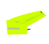 A reflective rain cover in bright yellow, featuring a sleek design with a silver strip and a logo.