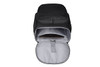 A black laptop backpack with a grey interior, featuring multiple compartments and a secure closure.