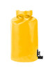 A yellow dry bag with a roll-top closure and a side clip. It includes a branding logo.