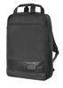A black laptop backpack with a sleek design, featuring adjustable straps and a front zip pocket.