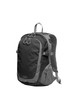 A black and grey backpack featuring adjustable straps, side pockets, and a logo. Ideal for everyday use.