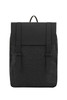 A black Urban Notebook Backpack with a textured fabric and straps, featuring a sleek, modern design.