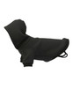 A black dog's hoodie featuring a hood and sleeves, designed for pet wear. The item has a simple, stylish design.