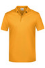 A bright yellow polo shirt featuring a two-button placket and a collar. It has a small logo on the chest.