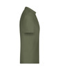 A polo shirt in olive green with a fitted design and a collar. It features a logo on the chest area.