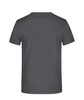 A grey t-shirt with a round neckline and short sleeves. It has a plain back design and features a logo.