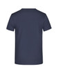 A navy blue T-shirt featuring a plain back and a logo or branding.