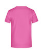 A pink T-shirt with a plain back and a small logo at the neck.